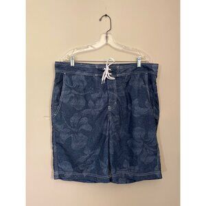 3 For $10 Arizona Mens Size 36 Blue Floral Print Swim Trunks Lined Elastic Waist